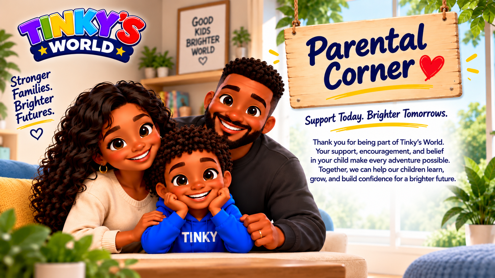 A happy family in the Tinky's World parental corner